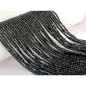 2mm - 2.50mm Black Spinel Faceted Beads, Natural Black Spinel Beads AAA+ Quality, Black Spinel Faceted Roundel Beads 13 inch Strand