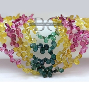Tourmaline pear shape beads 4x6 mm, Mix Tourmaline Briolette, Yellow Tourmaline, Pink Tourmaline, Blue Tourmaline, Green Tourmaline