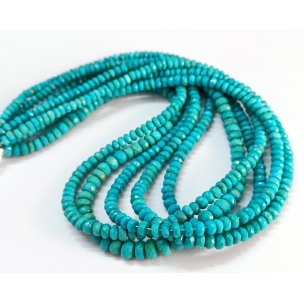 Arizona Turquoise Beads Faceted Rondelle, Sleeping Beauty Turquoise Beads, Natural Arizona Turquoise, 5-4.5 MM 16 Inch Strand