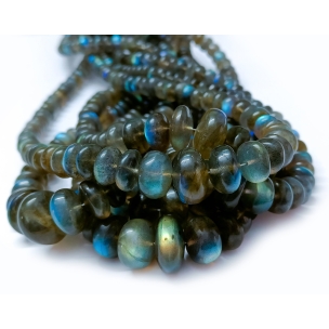 Labradorite Plain Rondelle Beads, Labradorite Blue Flashy Beads for Jewelry Making 16 Inch Strand.