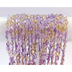 Ametrine Smooth Tumble Beads, Ametrine Nuggets Beads, Natural Ametrine Gemstone Strand 16"
