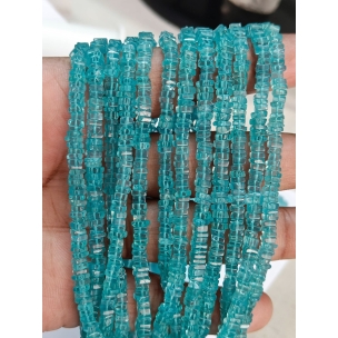 Blue Apatite Square Shape Beads, Blue Apatite Heishi Square Beads, Apatite Gemstone Beads 4MM 16" Strand