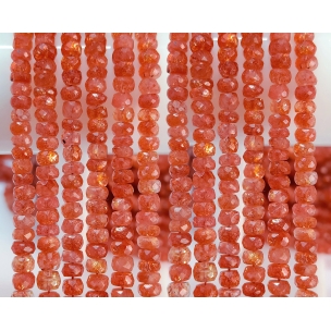 Natural Sunstone Faceted Rondelle Beads 16 inch Strand AAA Quality Orange Sunstone Beads For Necklace & Jewelry Making Crafts