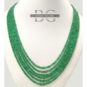 Emerald Necklace, Natural Emerald Faceted Rondelle Beads, Precious Beaded 6 Lines Gorgeous Necklace , Rare! Emerald, handmade gift